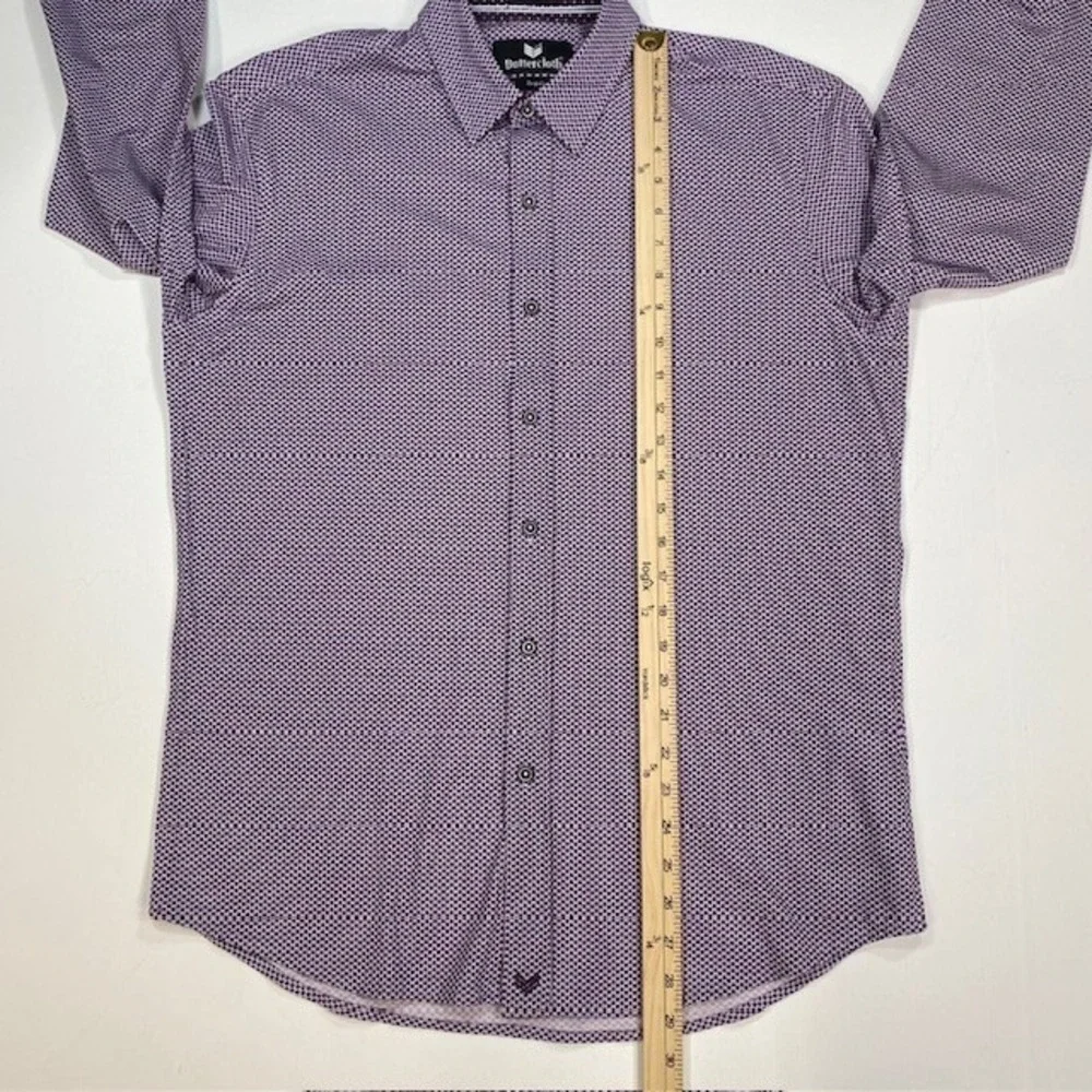 Buttercloth Mens Regular Fit Icy Cotton Geometric Print Sleeve Button Up Shirt M